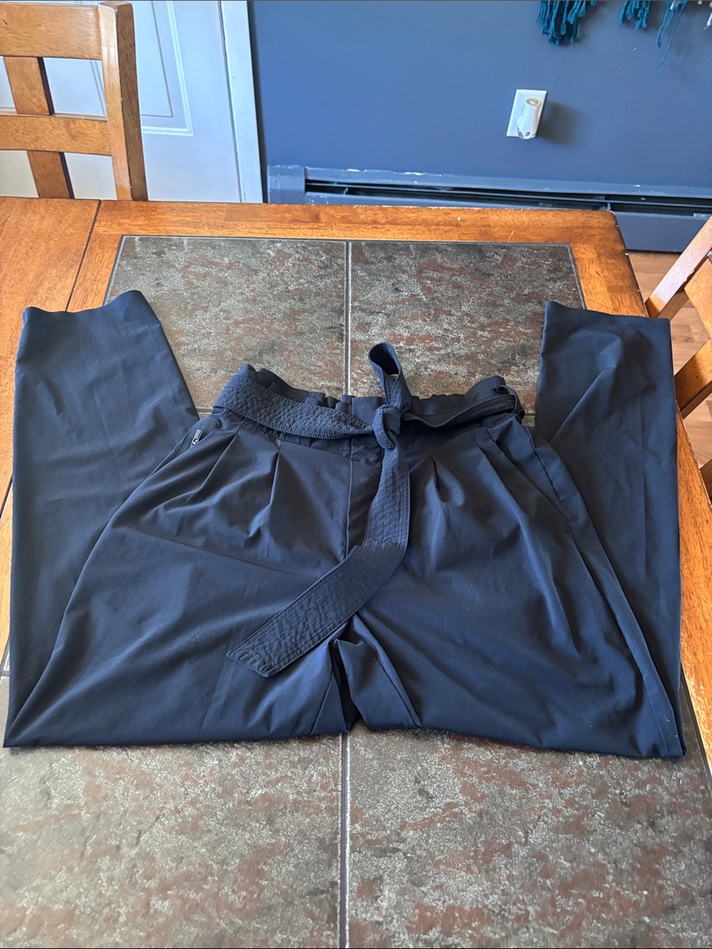 Athleta Skyline II Black Tie-Waist Trousers